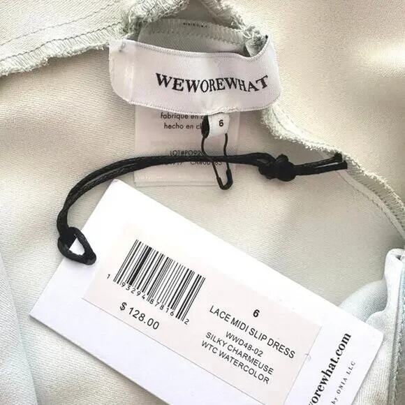 NWT WeWoreWhat Lace Silky Charmeuse Midi Maxi Slip Dress 6 Gold Ombre Watercolor - Picture 9 of 15